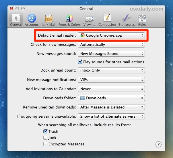 mac default program for mail